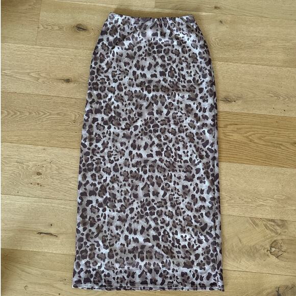 No Brand - Animal Print Midi Skirt in Brown - Picture 1 of 3